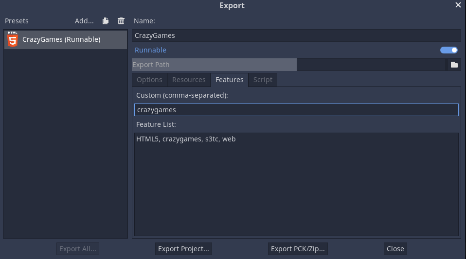 Custom feature