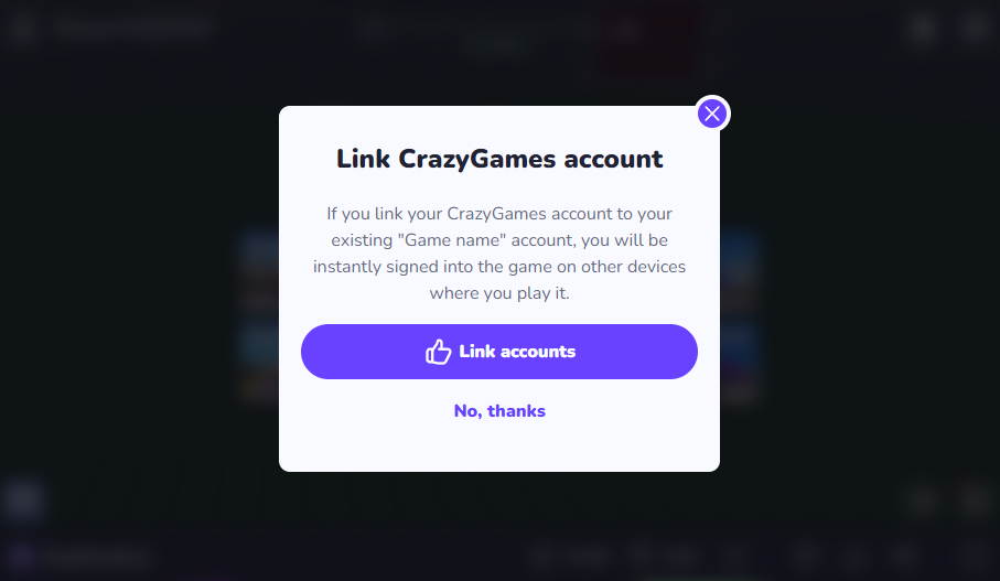 Account link modal