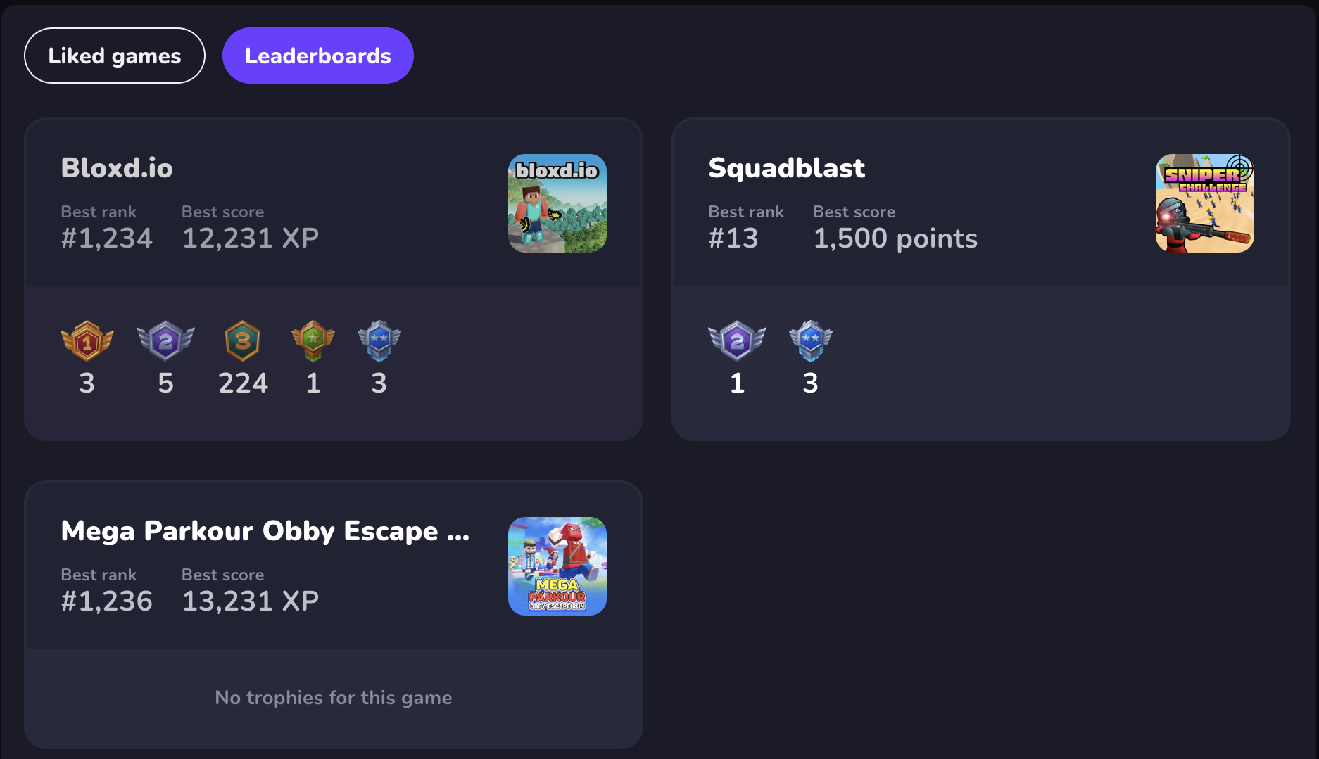 Leaderboard on Profile