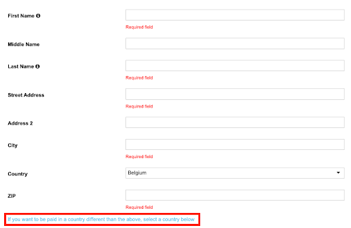 Payment different country
