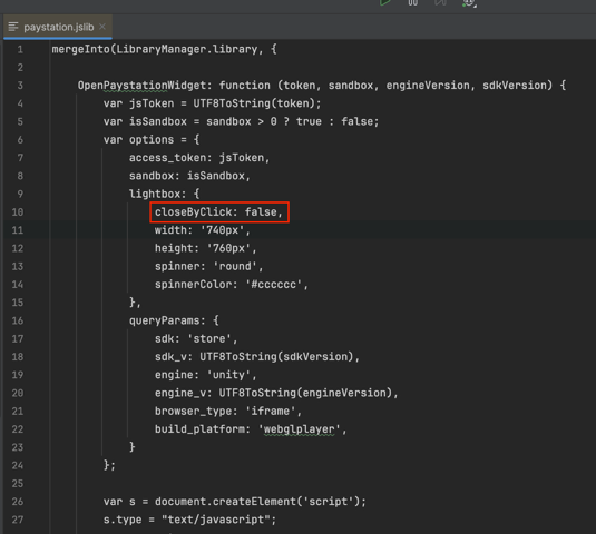 Unity Paystation settings